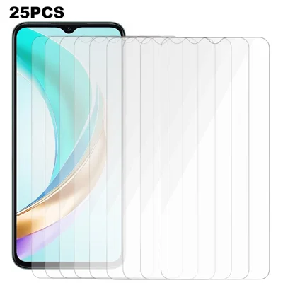 25Pcs For Honor X6b 4G Tempered Glass High Definition Screen Protector Film (No Package, with Wipes Set, Dust-absorber, Guide Sticker)