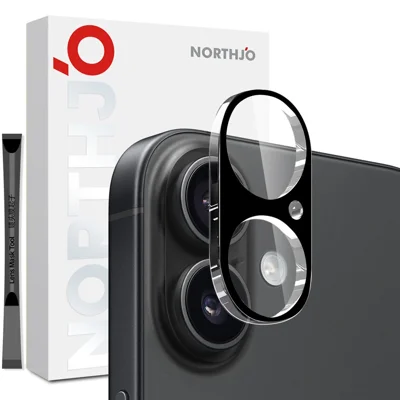 NORTHJO Voor iPhone 17 Cameralensbeschermer Zwart Zijdeprint 3D Heldere Gehard Glaslensfolie