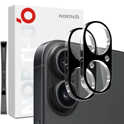 NORTHJO 2Pcs For iPhone 17 Camera Lens Protector Black Silk Printing 3D Clear Tempered Glass Lens Film