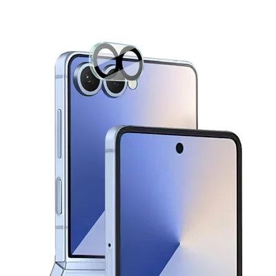 IMAK For Samsung Galaxy Z Flip8 / Z Flip7 5G Tempered Glass Camera Lens Protector Acrylic Lens Cap (Black Circle Design)