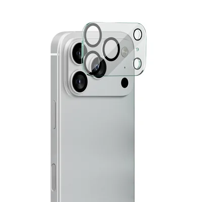 IMAK For iPhone 17 Pro Max Tempered Glass Camera Lens Protector Acrylic Lens Cap (Black Circle Design)