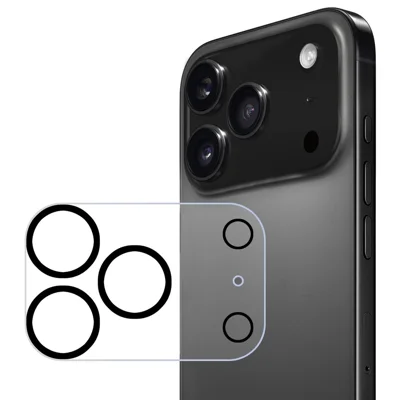 ENKAY HAT PRINCE For iPhone 17 Pro Max Camera Lens Protector   Tempered Glass Lens Film with Black Ring - Transparent