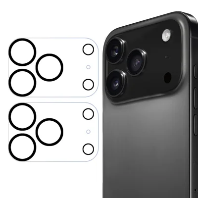 ENKAY HAT PRINCE For iPhone 17 Pro Max 2Pcs Camera Lens Protector   Tempered Glass Lens Film with Black Ring - Transparent