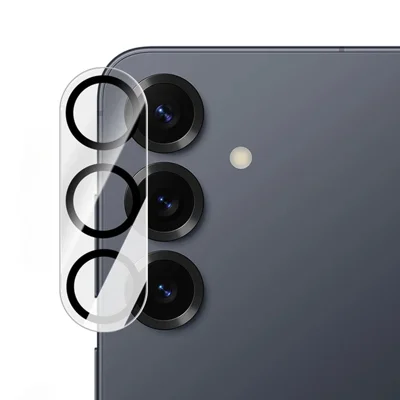 For Samsung Galaxy S25+ Camera Lens Protector Black Ring Silk Printing Tempered Glass Acrylic Lens Film