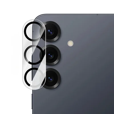 For Samsung Galaxy S24+ Camera Lens Protector Black Ring Silk Printing Tempered Glass Acrylic Lens Film