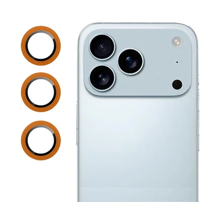 RURIHAI For iPhone 17 Pro Max Camera Lens Protector Tempered Glass Metal Ring Lens Film - Orange