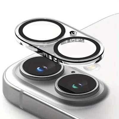 For iPhone 16 Camera Lens Protector Black Ring Silk Printing Tempered Glass Acrylic Lens Film