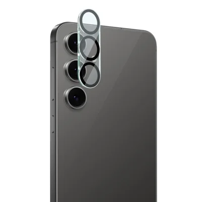 IMAK For Samsung Galaxy S25 FE Tempered Glass Camera Lens Protector Acrylic Lens Cap (Black Circle Design)