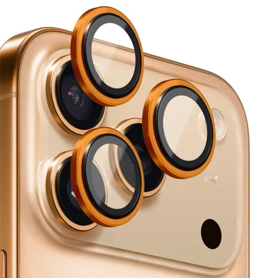 NORTHJO For iPhone 17 Pro Max / 17 Pro Camera Lens Protector Tempered Glass Lens Film Metal Ring Guard 1:1 Original Design - Orange