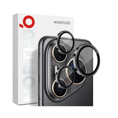 NORTHJO 1 Ensemble de Film de Protection en Verre Trempé pour Objectif de Caméra Huawei Pura 80 Ultra avec Bague Métallique à Motif CD - Noir