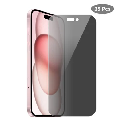 JUNSUNMAY 25Pcs For iPhone 15 Plus Anti-Spy Tempered Glass Screen Protector Anti Drop HD Clear Film