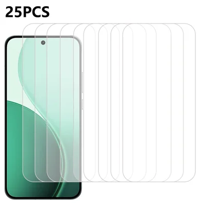 25Pcs For Oppo Reno14 5G (Global) Tempered Glass High Definition Screen Protector Film (No Package, with Wipes Set, Dust-absorber, Guide Sticker)