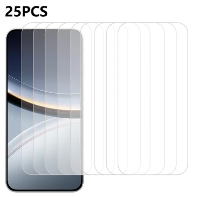 25Pcs For Xiaomi Poco F7 5G / Redmi Turbo 4 Pro 5G Tempered Glass High Definition Screen Protector Film (No Package, with Wipes Set, Dust-absorber, Guide Sticker)
