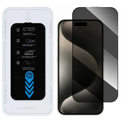 Bulk Purchasing For iPhone 15 Pro Max Privacy Screen Protector 28-Degree Anti-Spy 0.33mm High Aluminium-Silicon Glass Film with Installation Tool