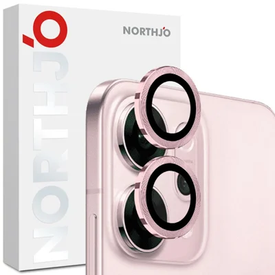 NORTHJO 1 Set For Oppo Reno14 5G (Global) Tempered Glass Camera Lens Film CD Veins Metal Ring Lens Guard - Pink
