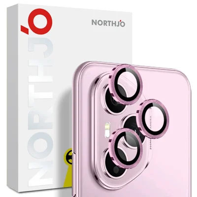 NORTHJO 1 Set For Honor 400 Pro 5G (Global) Tempered Glass Camera Lens Film CD Veins Metal Ring Lens Guard - Pink