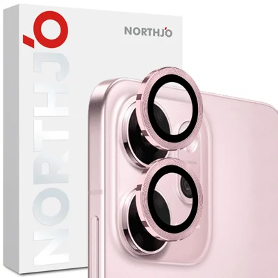 NORTHJO 1 Set For Oppo Reno14 F 5G Tempered Glass Camera Lens Film CD Veins Metal Ring Lens Guard - Pink