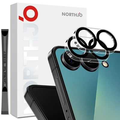 NORTHJO 2Pcs For Samsung Galaxy Z Flip7 5G Camera Lens Protector Black Circles 3D Full Coverage Clear Tempered Glass Lens Film