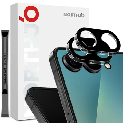 NORTHJO 2Pcs For Samsung Galaxy Z Flip7 5G Camera Lens Protector Black Silk Printing 3D Clear Tempered Glass Lens Film