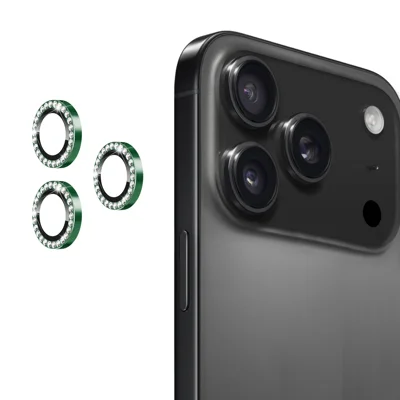 ENKAY HAT PRINCE For iPhone 17 Pro / iPhone 17 Pro Max Camera Lens Protector   Rhinestone Decor Rear Lens Film - Dark Green
