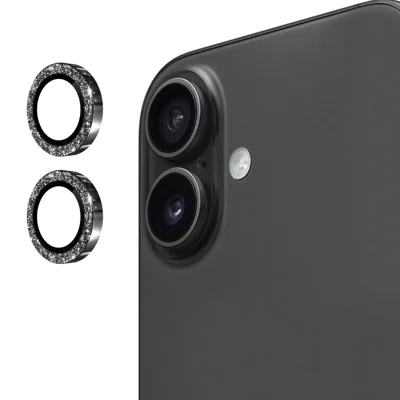 For iPhone 17 Camera Lens Protector ENKAY Hat-Prince Glitter Decor Tempered Glass Lens Film - Black