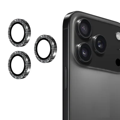 ENKAY HAT PRINCE For iPhone 17 Pro / iPhone 17 Pro Max Camera Lens Protector  Glitter Decor Tempered Glass Lens Film - Black