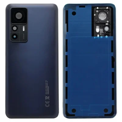 For Xiaomi 12T Pro 5G Back Battery Housing Cover with Camera Ring Lens Cover Spare Part (Without Logo) - Black