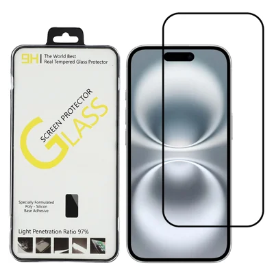 For iPhone 16 Pro Max Screen Protector Silk Printing Full Glue Crystal Clear Tempered Glass Film - Transparent
