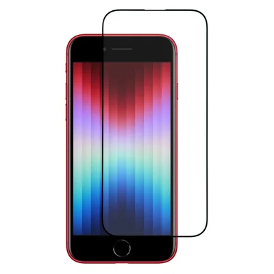واقي شاشة ITIETIE لهاتف iPhone SE (2022) / (2020) / 8 / 7، فيلم من الزجاج عالي السيليكون والألومنيوم بسمك 0.25 مم مع طباعة حريرية
