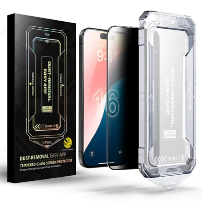 For iPhone 17 Pro Anti-Spy Full Screen Protector Auto-Dust Removal Tempered Glass Film