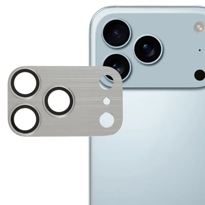 For iPhone 17 Pro Camera Lens Protector Brushed Integrated Metal Tempered Glass Lens Film - Silver