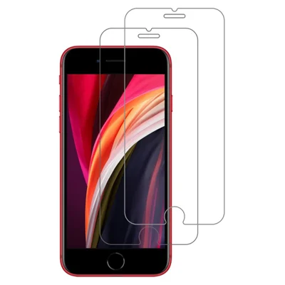 ITIETIE قطعتين واقي شاشة لهاتف iPhone SE (2022) / (2020) / 8 / 7 / 6 / 6s، فيلم شفاف من الزجاج عالي السيليكون والألومنيوم بسمك 0.25 مم