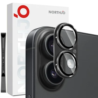 NORTHJO For iPhone 17 Camera Lens Protector Matte Integrated Metal Tempered Glass Lens Film - Black