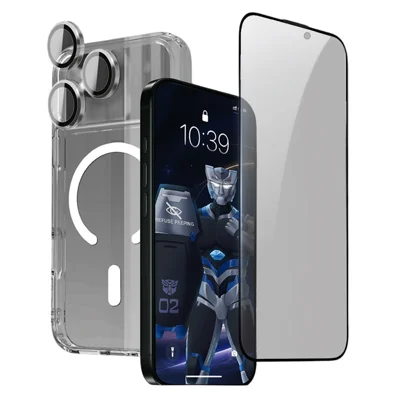 URR For iPhone 17 Pro Magnetic Case with Privacy Screen Protector / Lens Film TPU + PC Clear Phone Cover