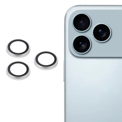 واقي عدسة الكاميرا لهاتف iPhone 17 Pro / 17 Pro Max، خاتم معدني، فيلم عدسة زجاج مقوى (بحافة مرتفعة) - فضي