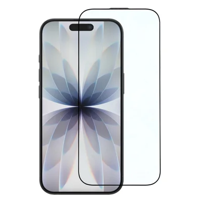 Voor iPhone 17 / 16 Pro Screen Protector Volledige Dekking Zwarte Rand Zijdeprint HD Gehard Glasfolie met Stofnet