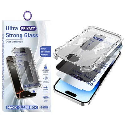 For iPhone 14 Pro Screen Protector 28 Degree Anti Spy Tempered Glass Film with Automatic Dust Removal Tool