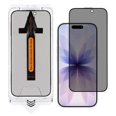 Voor iPhone 17 Screenprotector Anti-spionage Hoog Aluminium Silicium Glasfolie met Stofverwijderingsgereedschap
