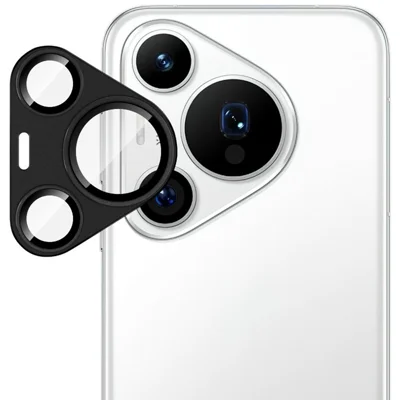IMAK For Huawei Pura 70 Pro / Pura 70 Pro+ Camera Lens Film Metal Lens Cap + Tempered Glass Lens Protector - Black