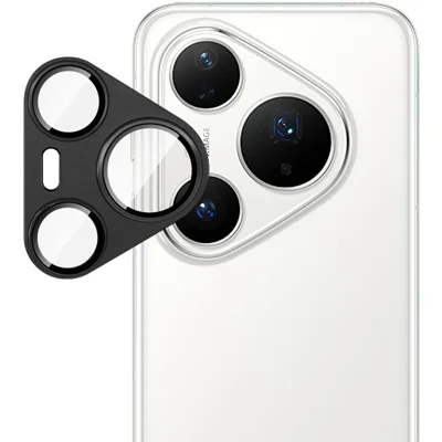 IMAK For Huawei Pura 80 Pro / Pura 80 Pro+ Camera Lens Film Metal Lens Cap + Tempered Glass Lens Protector - Black
