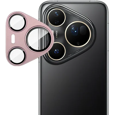 IMAK For Huawei Pura 80 Ultra Camera Lens Film Metal Lens Cap + Tempered Glass Lens Protector - Pink