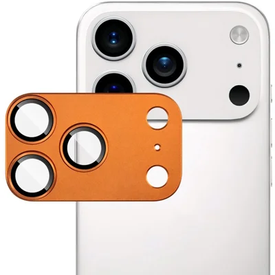 IMAK For iPhone 17 Pro Camera Lens Film Metal Lens Cap + Tempered Glass Lens Protector - Orange