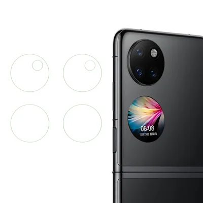 For Huawei P50 Pocket / P50 Pocket S 2 Set Camera Lens Protector (Upper + Lower) 2.5D Arc Edge Ultra Clear Tempered Glass Lens Film