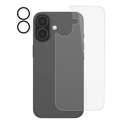 For iPhone 17 Tempered Glass Back Film 2.5D Arc Edge Back Protector + Black Circle Lens Film