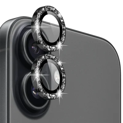 NORTHJO 1 Set For iPhone 17 Camera Lens Film Tempered Glass+Metal Glitter Rear Lens Protector - Nero