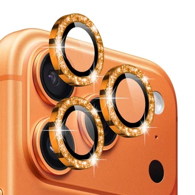 NORTHJO 1 zestaw folii do obiektywu aparatu dla iPhone 17 Pro / 17 Pro Max, hartowane szkło + metalowy błyszczący tylny ochronnik obiektywu - pomarańczowy