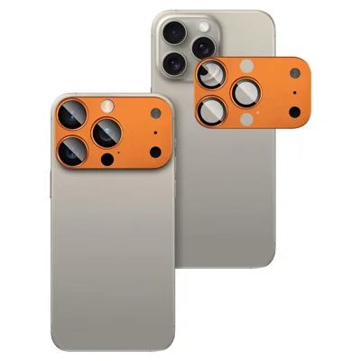 IMAK Cameraobjectiefbeschermfolie met volledige dekking voor iPhone 16 Pro / 15 Pro / 14 Pro, overzetten naar 17 Pro acryl objectiefkap + gehard glas objectiefbeschermer - Oranje