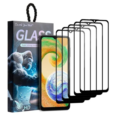 DO AS YOU WISH 5Pcs Screen Protector For Samsung Galaxy A04e 4G  /  A04 4G (164.4mm)  /  A04s 4G (164.7mm) Silk Printing Full Glue High Aluminum-silicon Glass Film