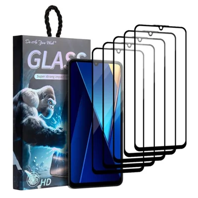 DO AS YOU WISH 5Pcs For Xiaomi Poco C65 4G Screen Protector Silk Printing Full Glue High Aluminum-silicon Glass Film