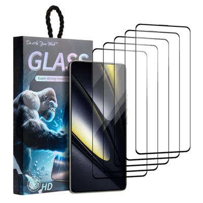 DO AS YOU WISH 5Pcs For Xiaomi Poco F6 5G Screen Protector Silk Printing Full Glue High Aluminum-silicon Glass Film